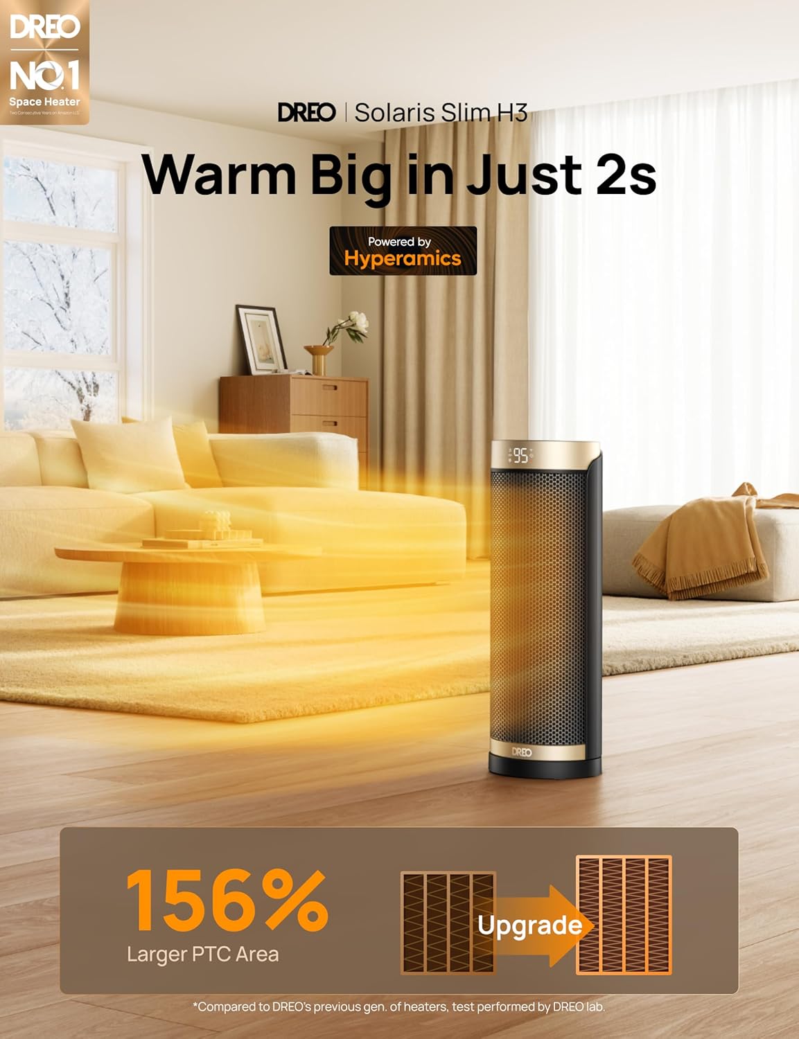 Ruimteverwarmer, 1500W elektriese verwarmers vir binnenshuise gebruik m/ Termostaat, 70° Ossillasie, 8 Veiligheidsbeskermings, 5 Modusse, Afstandbeheer, 12H Aanskakeltydhouer