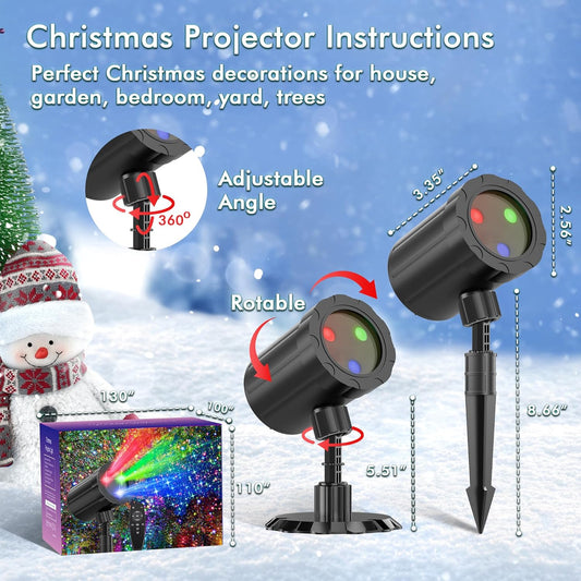 Christmas Projector Lights RGB 3 Colors Starry Sky Effects Projection Light with Remote & Timer, IP65 Waterproof Projector
