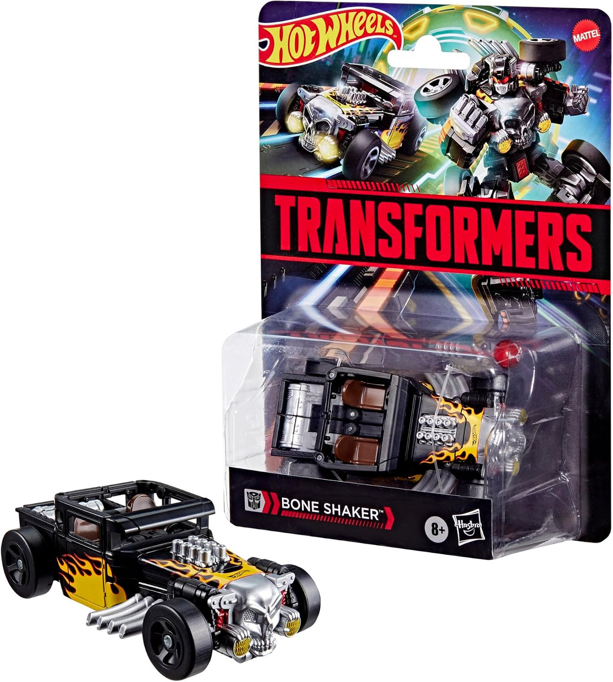 Transformers Collaborative Hot Wheels x Bone Shaker, Deluxe Class 5-Inch Robot Action Figure Converts to Car, Car Toys for Ages 8+