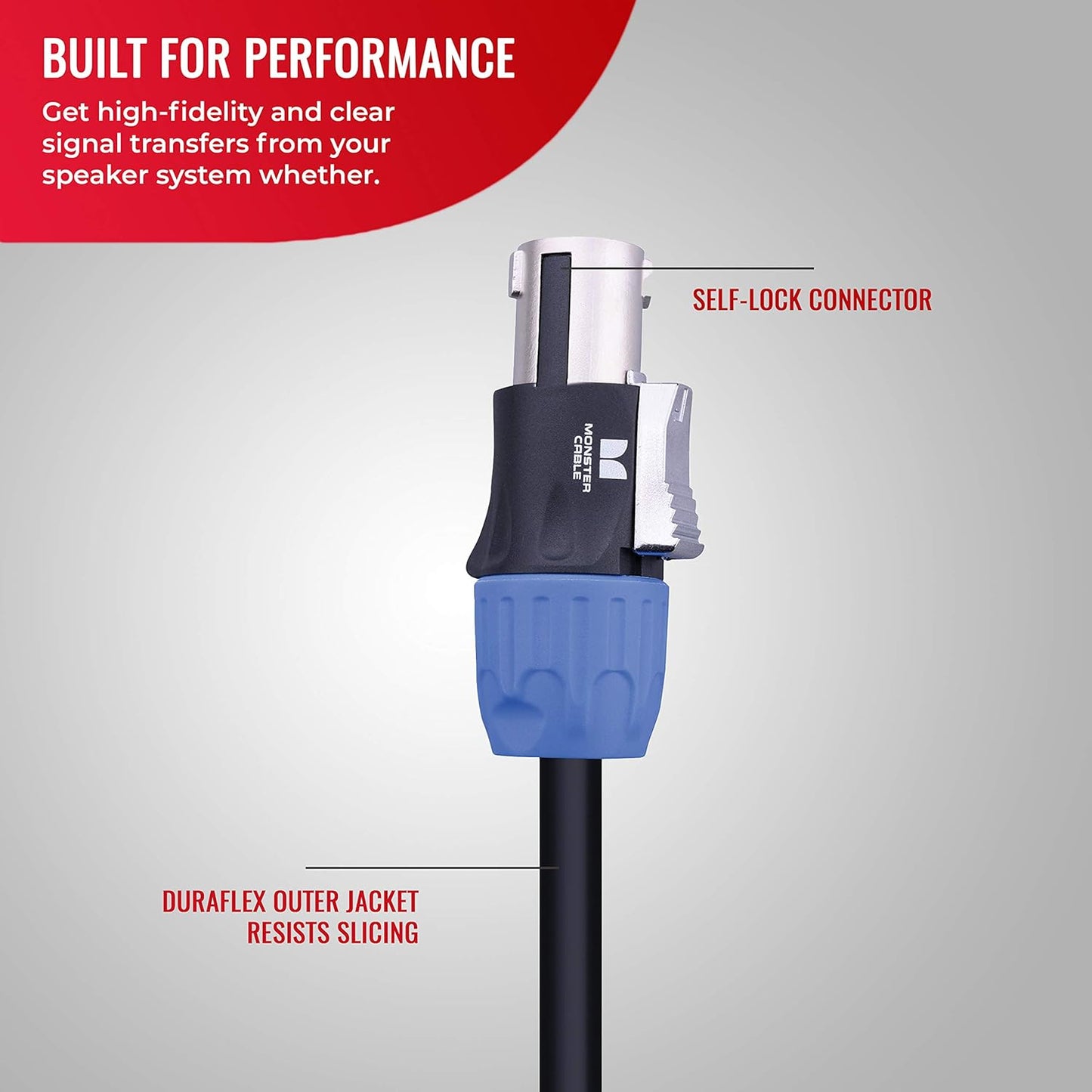 Monster Prolink Performer 600 Speaker Cable with Speak,On Connectors, 10ft, Speak,On Plugs