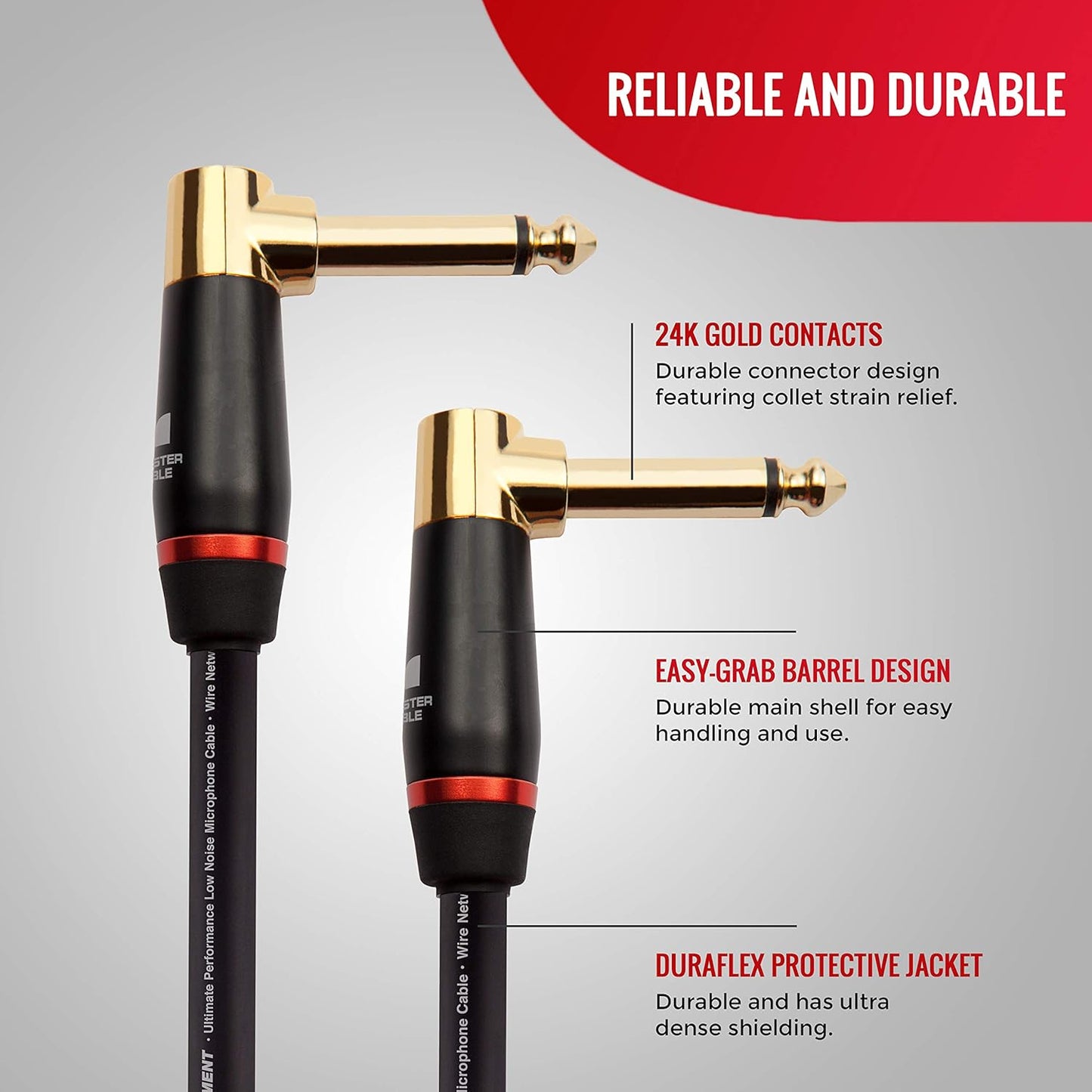 Monster Prolink Bass 8" Right Angle Instrument Cable (MBASS2-0.75DAWW)