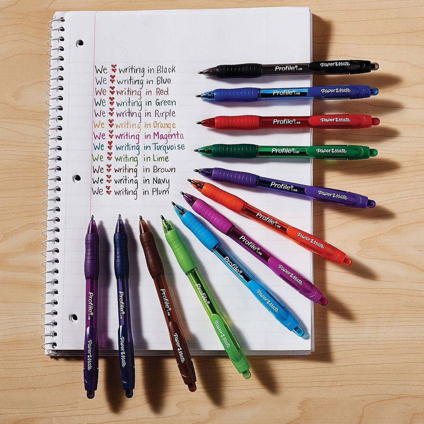 Paper Mate Profile Retractable Ballpoint Pens Bold, 1.4mm, Assorted Colors - (12 Count) - Back to School, Home, Office, Teacher Supplies