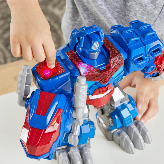 Transformers 9+ Inch Dinobot Adventures Optimus Prime T-Rex Converting Toy with Lights and Sounds Action Figure, Ages 3 and Up