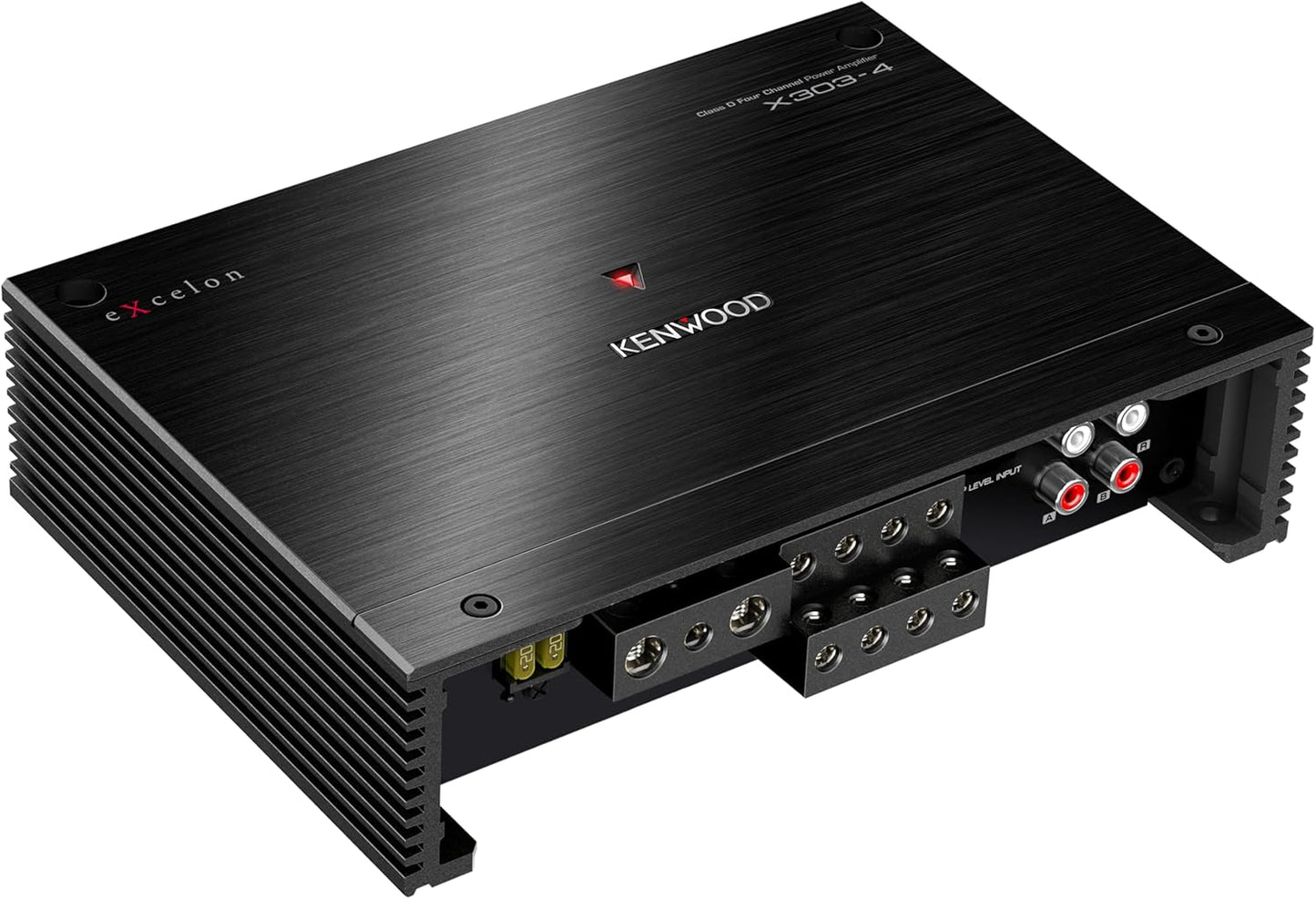 KENWOOD eXcelon X303-4 Klas D 4-Kanaal Kragversterker – Hoëprestasie 600W Kompakte Versterker met Verstelbare Kontroles, Uitstekende Klankhelderheid, en Gevorderde Beskerming