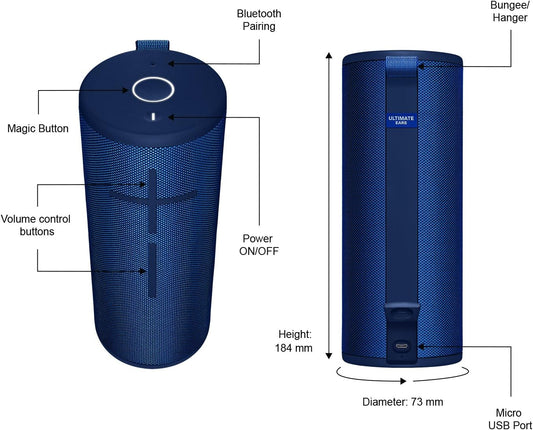 Ultimate Ears Boom 3 Koordlose Bluetooth-luidspreker, Sterk Klank + Diep Bas, Bluetooth, Magiese Knoppie, Waterdig, 15 Uur Battery, Reikafstand van 45 m, Lagoon Blue