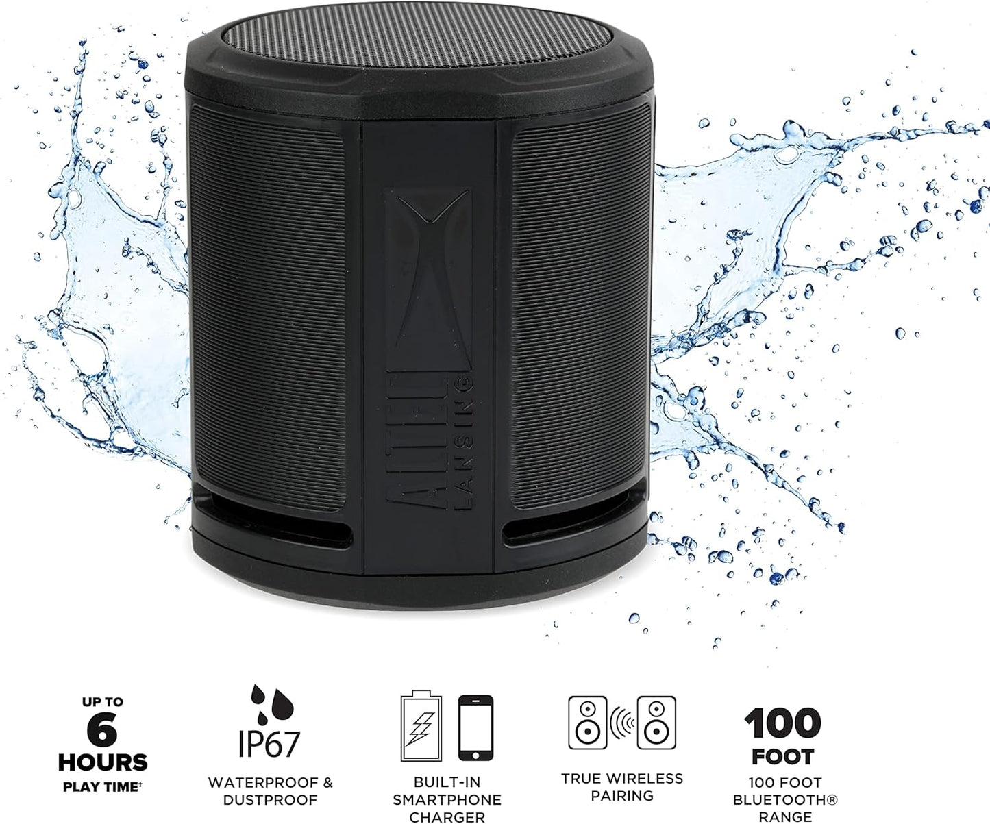 Altec Lansing HydraMicro - Enceinte Bluetooth Étanche, Légère et Portable pour les Voyages et l'Extérieur, Noire