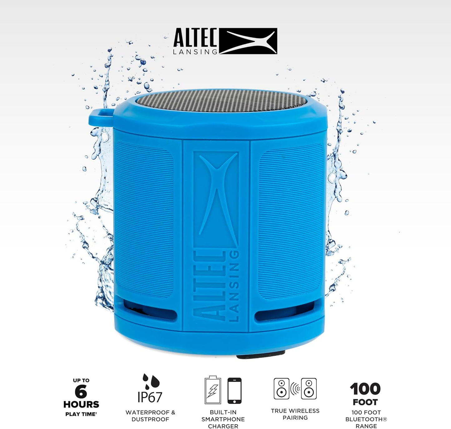 Altec Lansing HydraMicro - Waterdigte Bluetooth-luidspreker, Liggewig en Draagbare Luidspreker vir Reis en Buiteluggebruik, Royal Blue