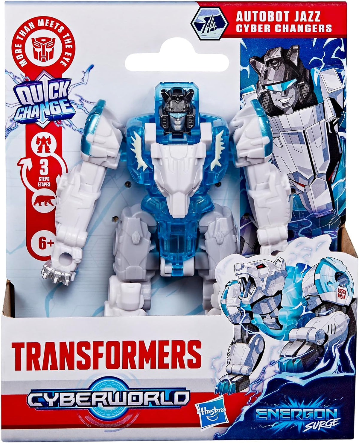 Transformers CYBERWORLD Autobot Jazz Cyber Changers Energon Surge 4-Inch Action Figure, Robot Toys - (Kids 6+)