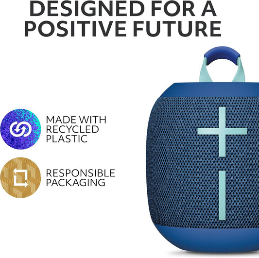 Ultimate Ears WONDERBOOM 4 Buite Luidsprekers Bluetooth Waterdig met Groot Bass & 360-Graad Klank, Stofdig Drywende Draadlose Luidspreker, 131ft Bereik - Blou