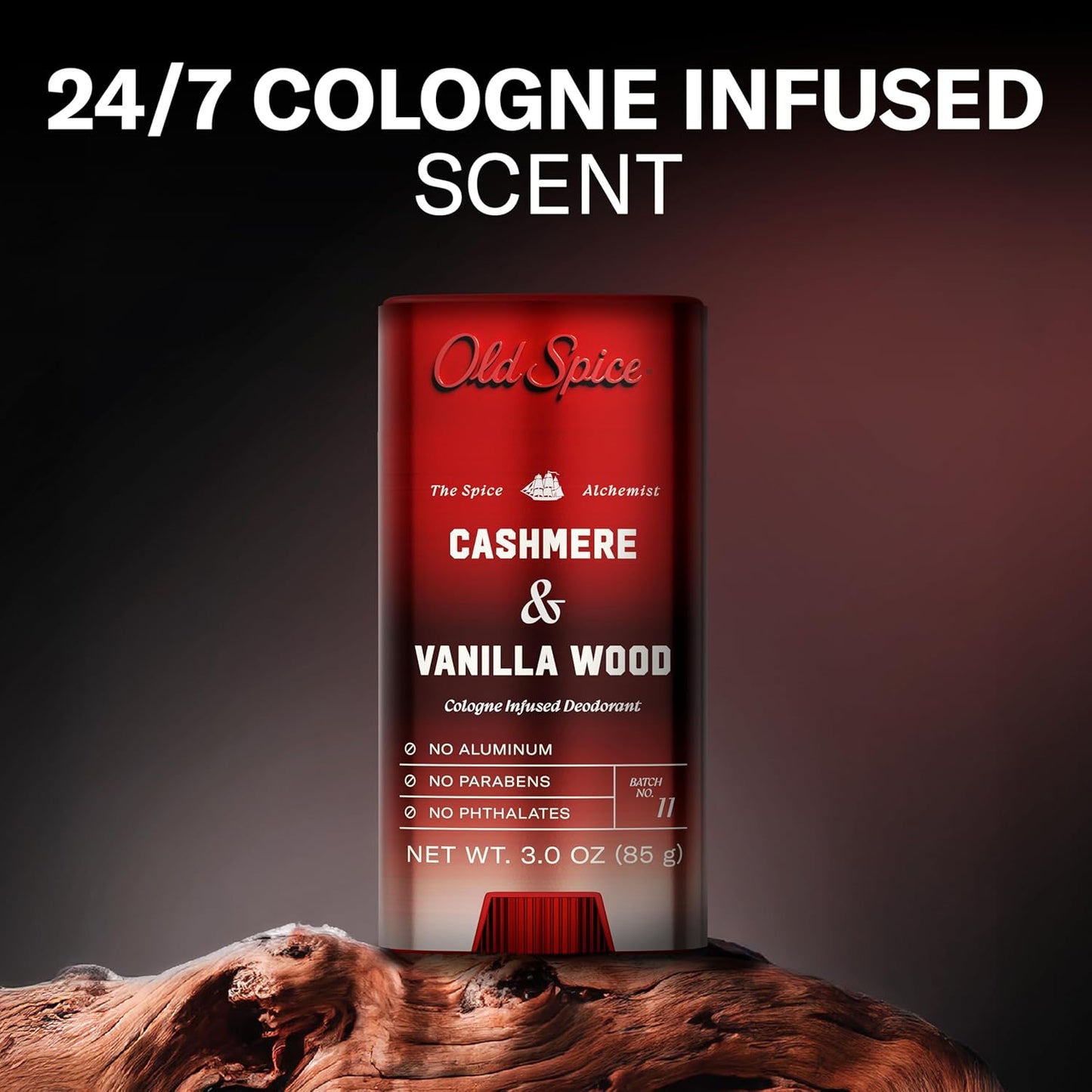 Old Spice Aluminum Free Deodorant for Men, The Spice Alchemist Collection, 24/7 Cologne Infused Scent - Cashmere + Vanilla Wood Scent