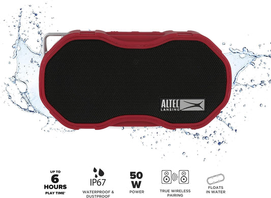 Altec Lansing Baby Boom XL - Waterdigte Bluetooth-luidspreker, Draadlose en Draagbare Luidspreker vir Reis- en Buiteluggebruik, Diep Bas en Harde Klank, 1 Pak, Rooi
