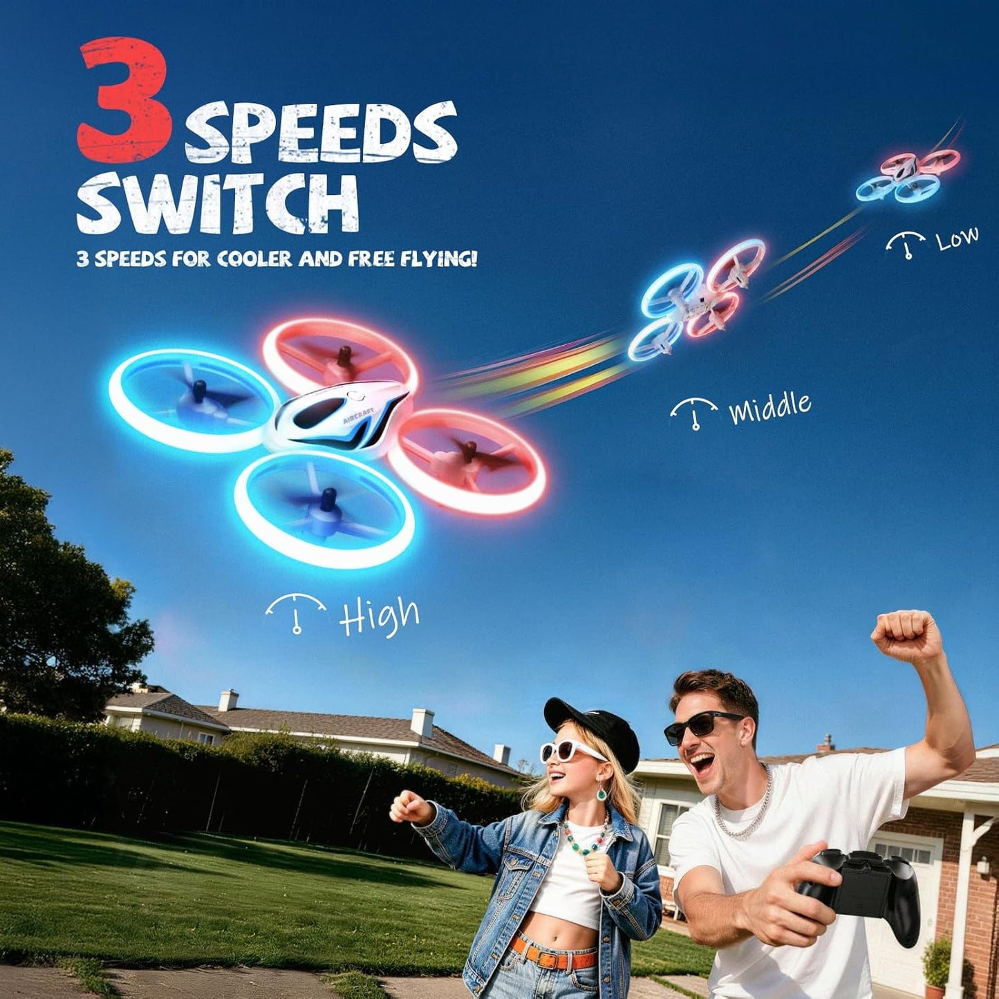 Drone for Kids & Adult, 3 Batteries 24 Min Flight Time, Anti-Collision RC Quadcopter w/ LED Light, Altitude Hold, Easy to Fly Kids Gifts for Boys & Girls Ages 14+
