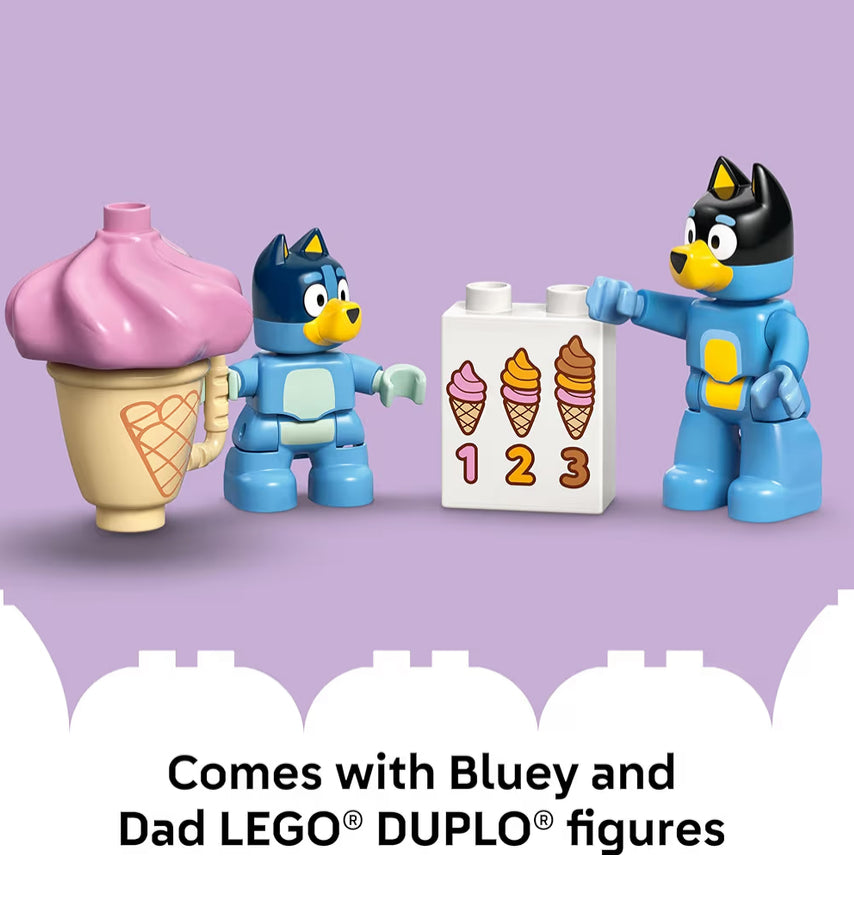 LEGO DUPLO La virée en camping-car de Bluey – Jouet pour les tout-petits, garçons et filles dès 2 ans – Inclut une figurine et un camion de glaces