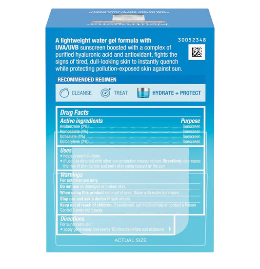Neutrogena Hydro Boost City Shield Water Gel Gesigbevogtiger SPF 25 met Hialuronzuur, Olievrye en Nie-komedogeniese Gesigsroom (1.7 oz)