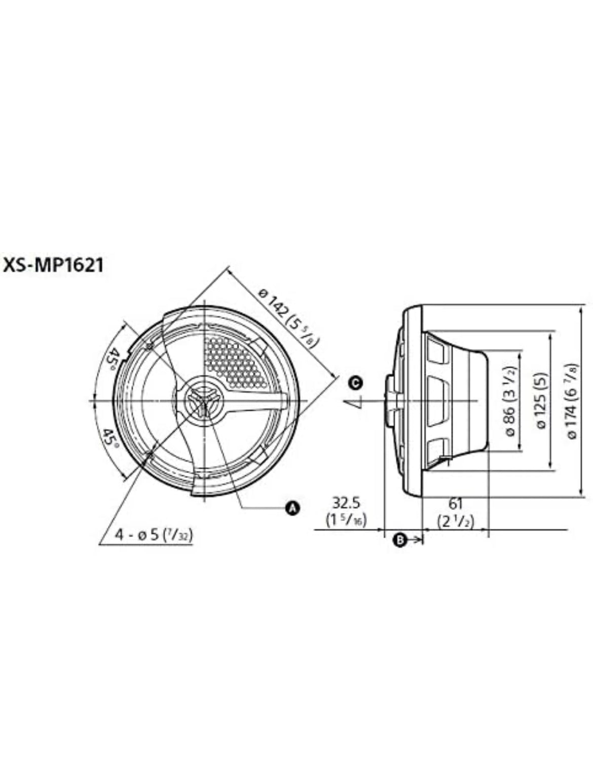 Sony XSMP1621 6 1/2-Inch Coaxial 2-way Marine Speaker - White