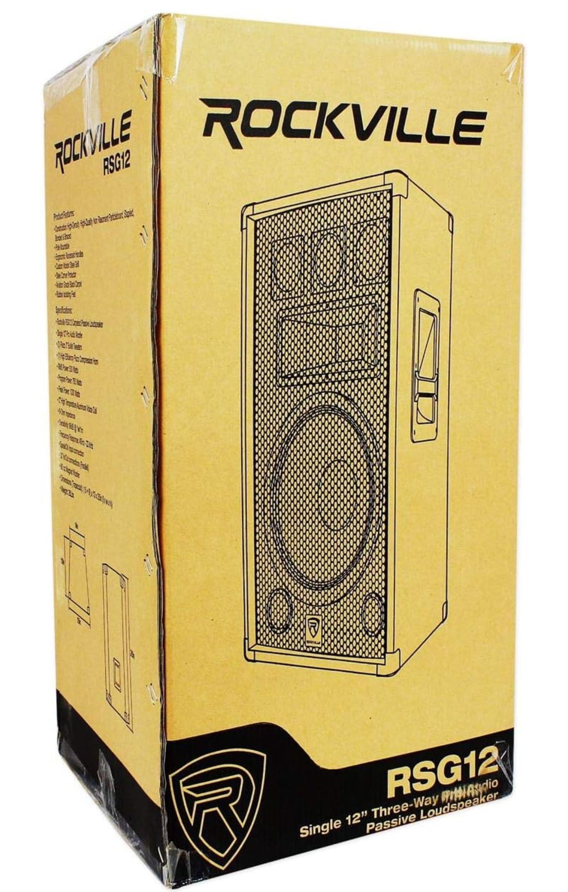 Rockville RSG12 12-Inch 1000 Watt 8-Ohm 3-Way Passive PA Speaker, High-Power Audio, Durable Build, Wide Sound Dispersion
