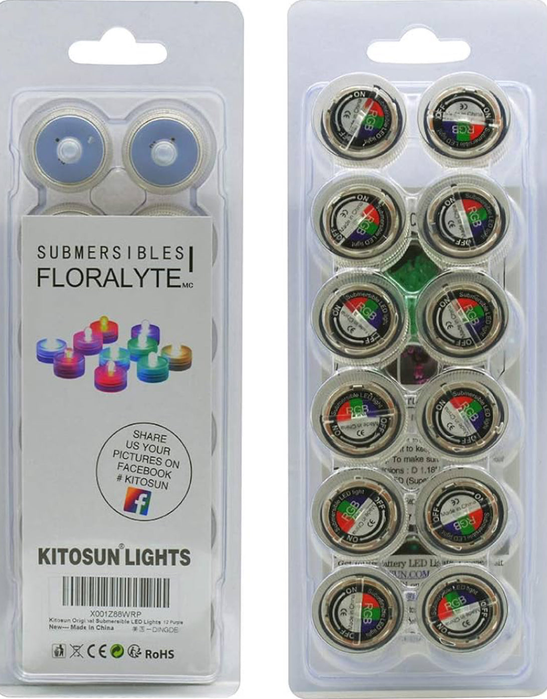 KITOSUN Submersible LED Lights cr2032 Battery Powered Underwater Waterproof LED Tea Light Candles for Events Wedding Centerpieces Vase Floral Xmas Holidays Home Decor Lighting(Pack of 12) (Red)