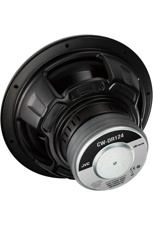 JVC CW-DR124 DRVN 12" 4-ohm 350 Watt Motorklank Subwoofer – Enkel (Swart) met Betroubare Lae Frekwensie Slagkrag