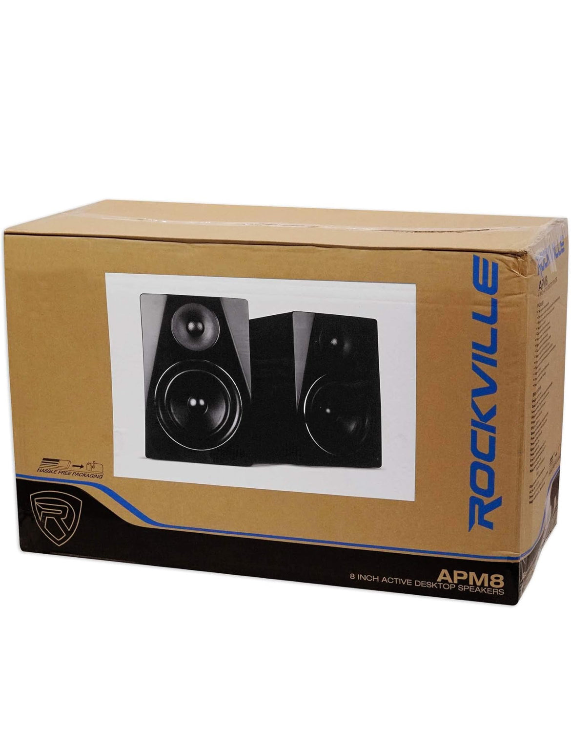 Rockville APM8B Powered USB Studio Monitor Speaker Pair in Black, 8", 2-Way, 500W, EQ, MDF Wood, RCA/XLR