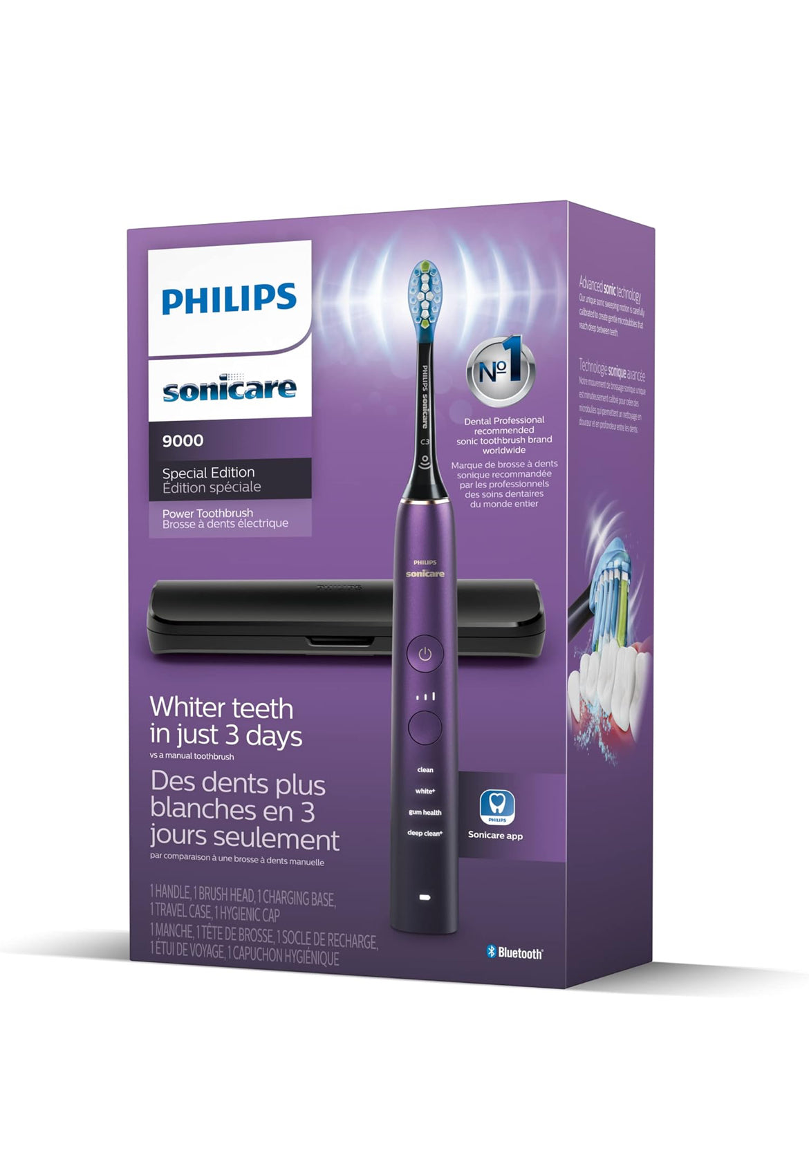PHILIPS Sonicare 9000 Special Edition Herlaaibare Tandeborsel, Swart/Pers (HX9911/91)