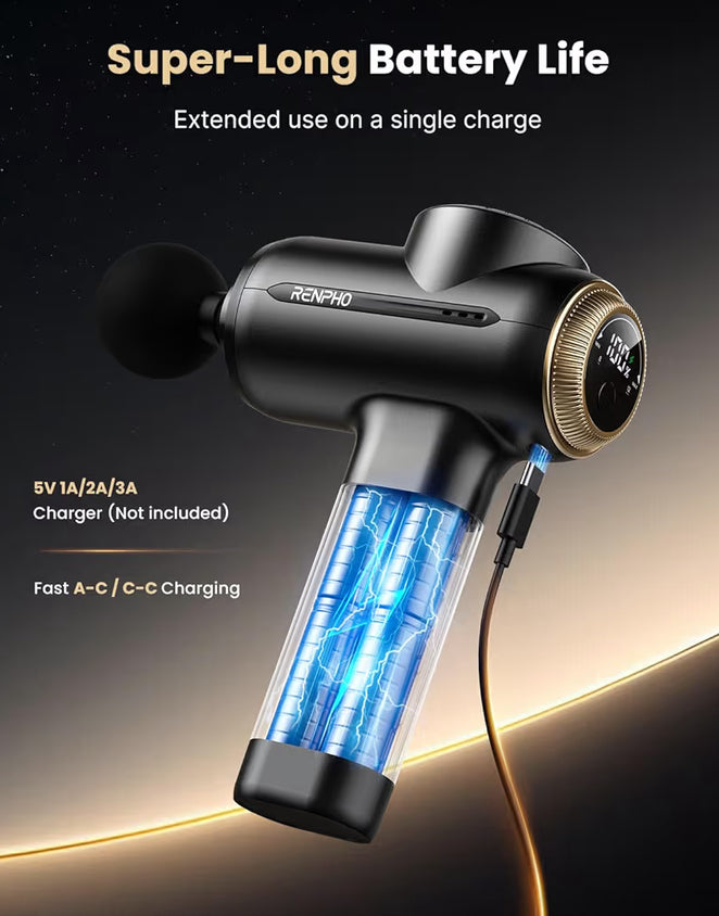 Active Evo - Massage Gun, Deep Tissue Back Massage with 8-12mm Adjustable Amplitude Heavy-Duty