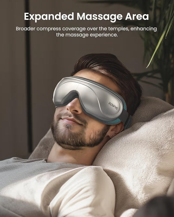 Eyeris 2 Eye Massager with Heat and Cooling,Heated Eye Mask for Reduce Strain Improve Sleep - Silver No Voice Control