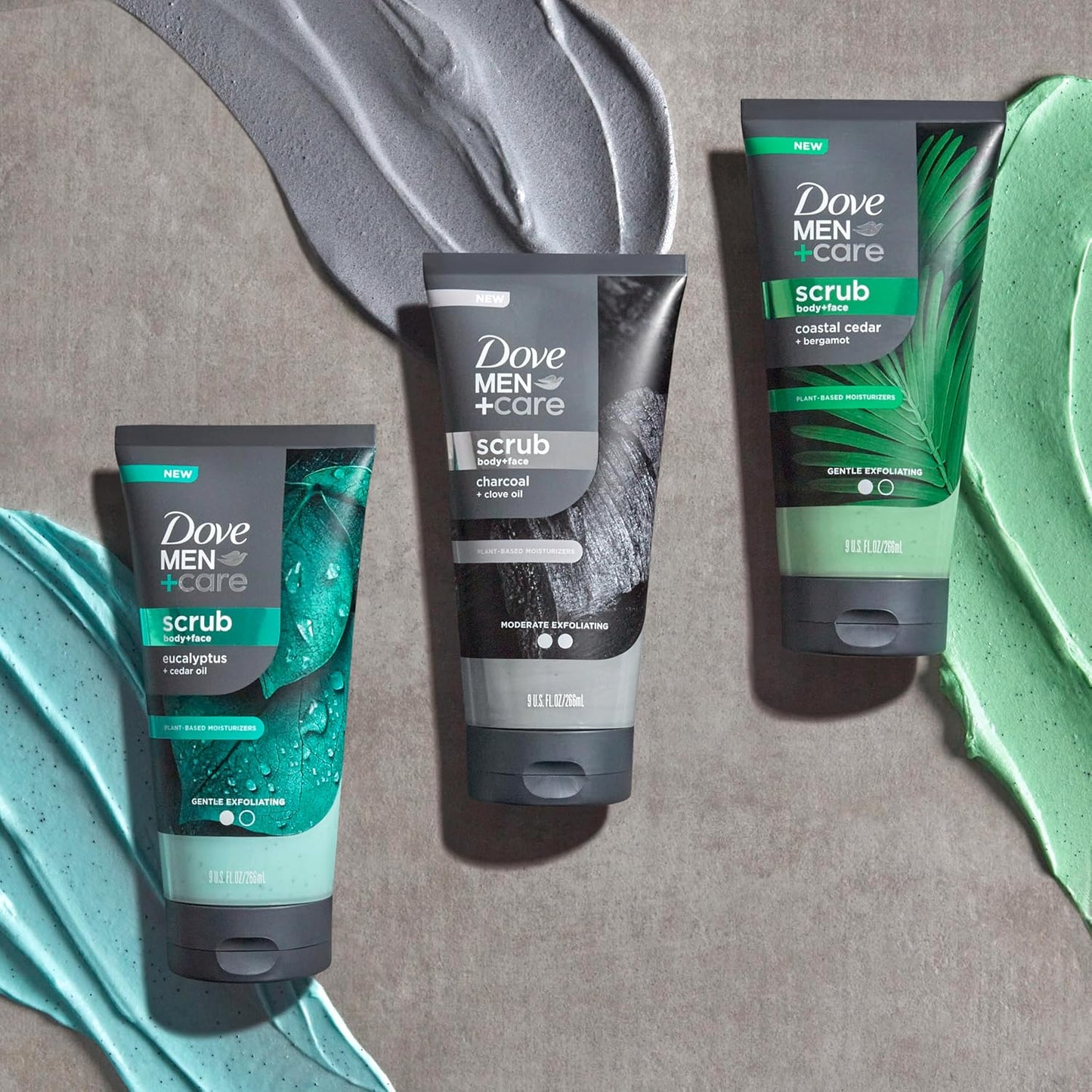 DOVE MEN Body and Face Scrub Eucalyptus Deeply Exfoliates for Hydrated & Nourished Skin No Sulfate or Parabens (2CT)