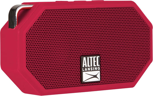 Altec Lansing Mini H2O - Waterdigte Bluetooth-luidspreker, IP67-gesertifiseer en dryf in water, kompakte en draagbare luidspreker vir stap, kamp, swembad en strand, rooi