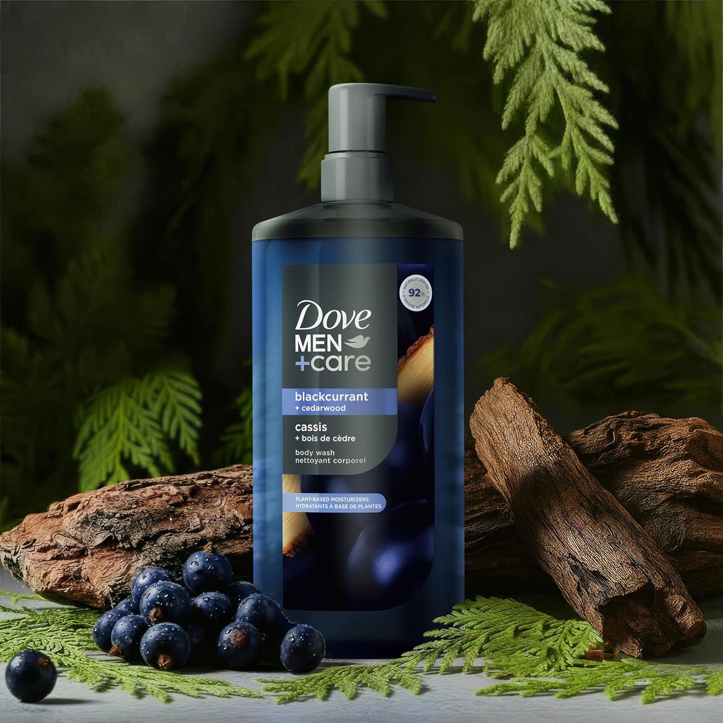 DOVE MEN + CARE Blackcurrant + Cedarwood Plant-Based Moisturizing Body Wash for Men (26oz) - 1PK