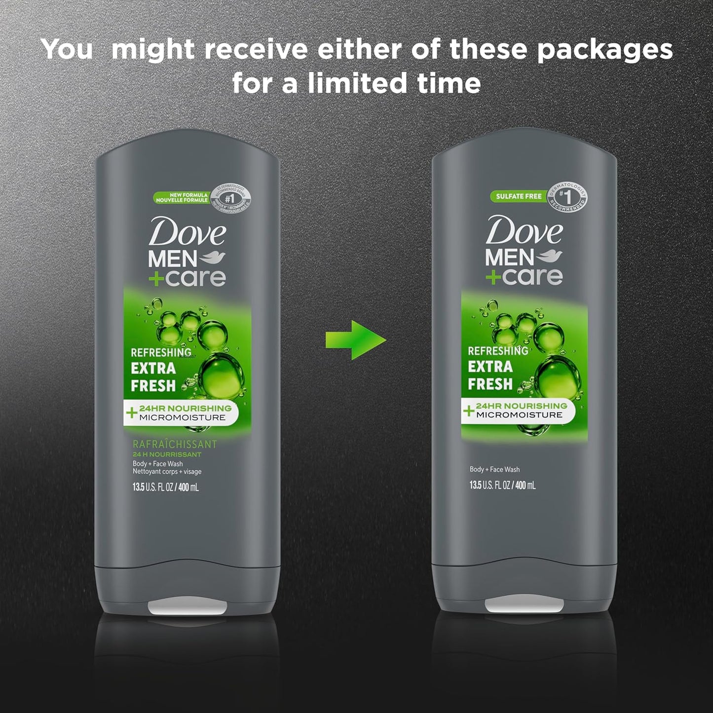 Dove Men+Care Body and Face Wash Refreshing Extra Fresh with 24HR Nourishing Micromoisture (Pack of 2)