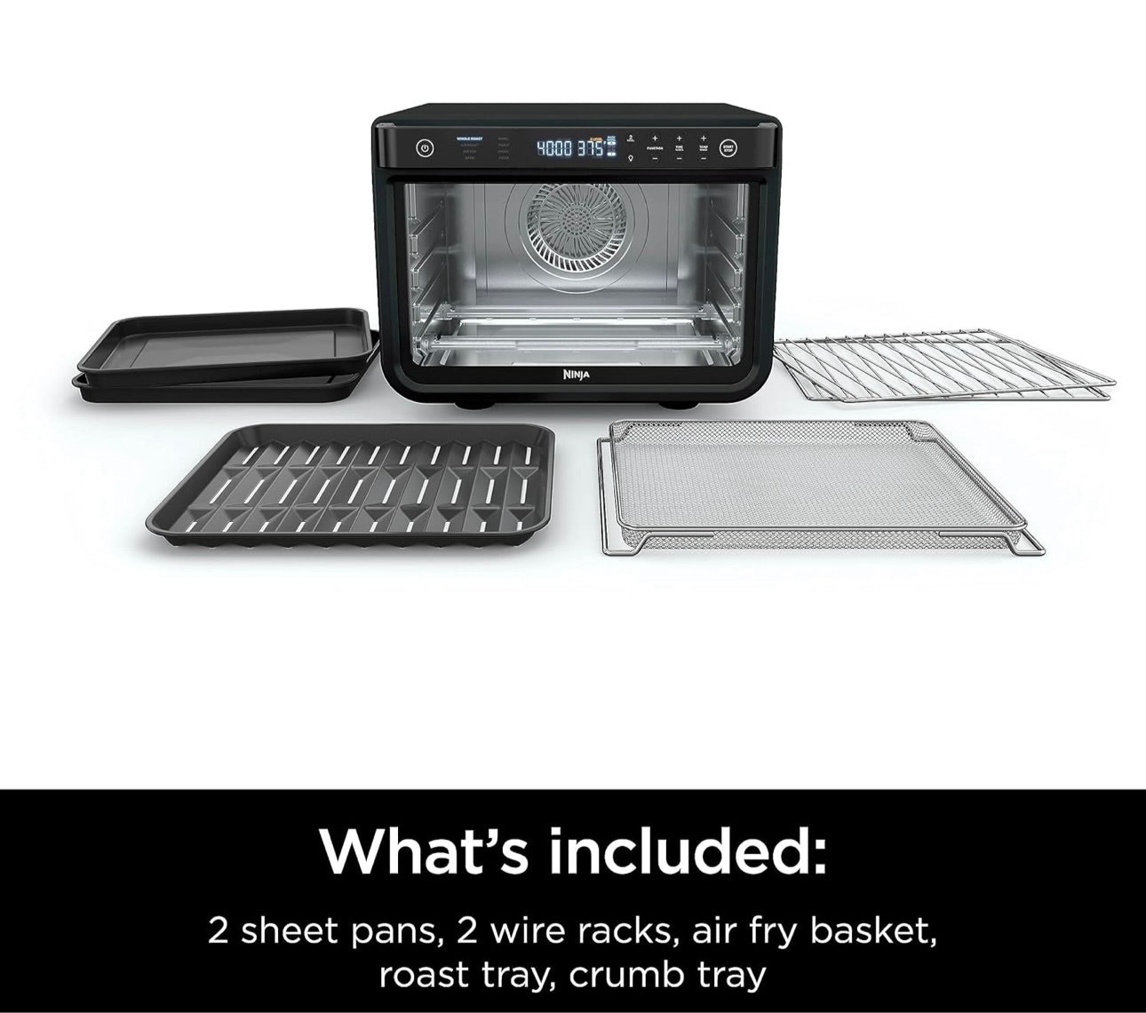 Ninja DT202BK Foodi 8-in-1 XL Pro Air Fry Oven, Large Countertop Convection and Digital Toaster Oven - 1800 Watts (Black )