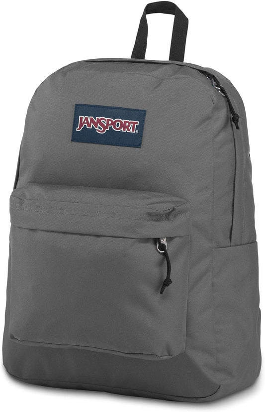 JanSport SuperBreak One-rugsakke - Duursame, Liggewig Sak met 1 Hoofkompartement, Voorste Nutssak met Ingeboude Organiseerder - Premium-rugsak, Diepgrys