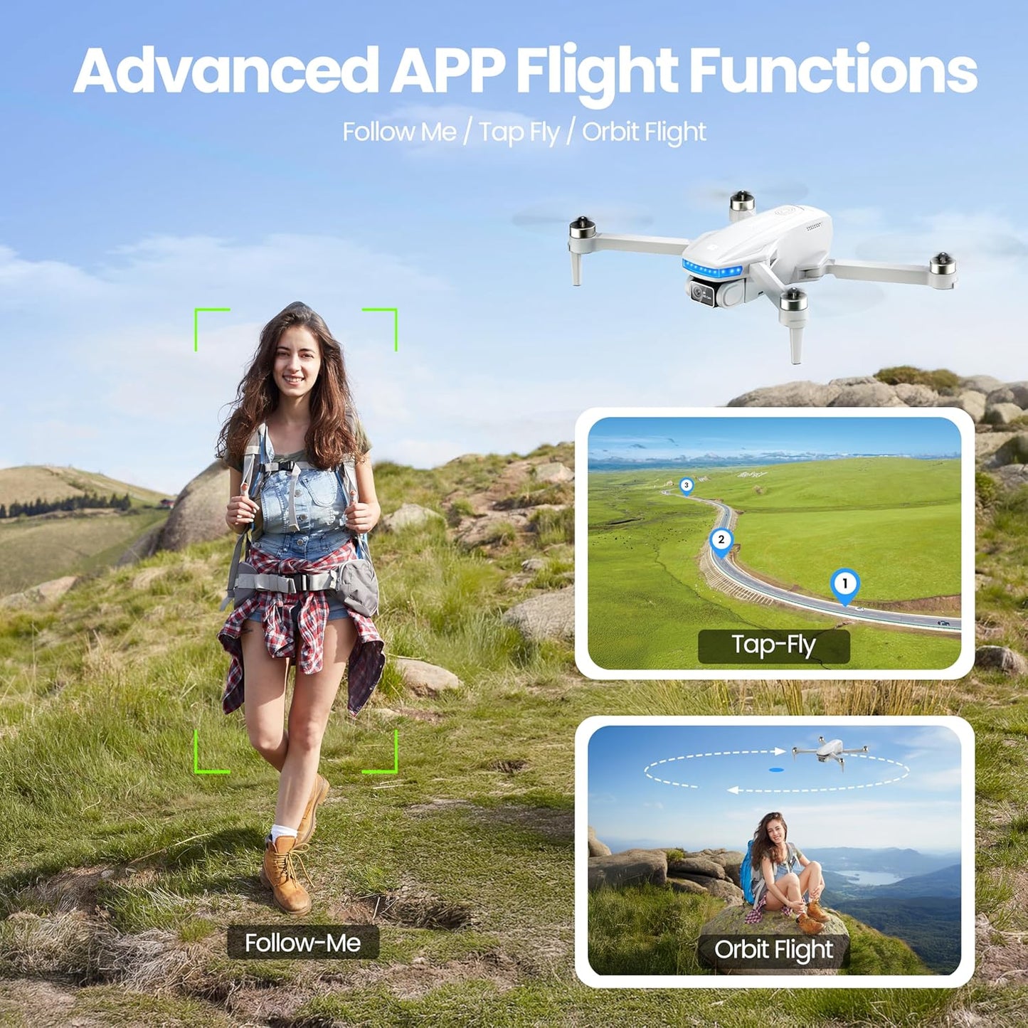 Drones w/ GPS Camera 4K, Brushless Motor FPV Auto Return - Foldable Drone