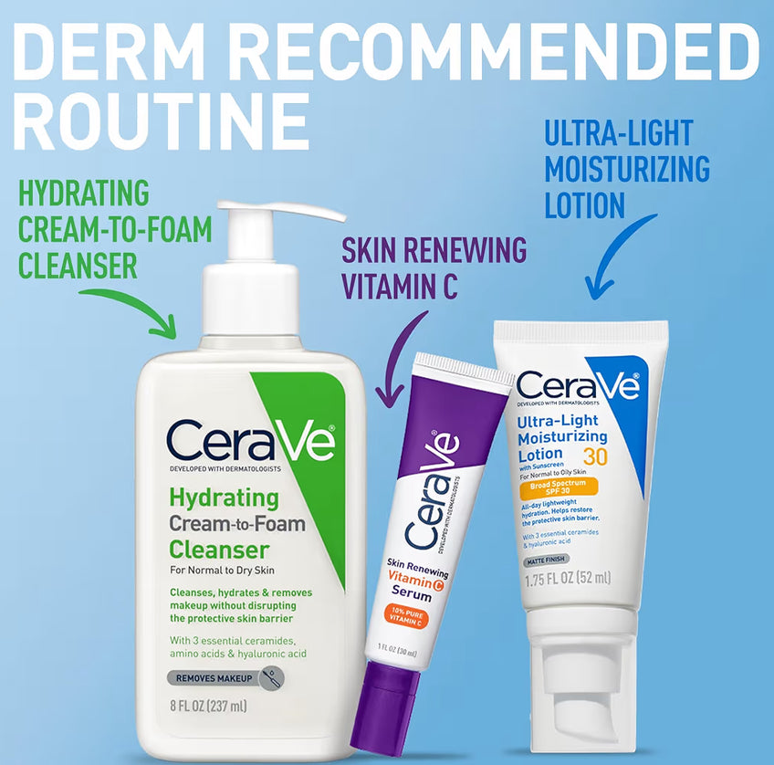 CeraVe Ultra-ligte Bevogtigende Melk met SPF 30 Geformuleer met Hialuronzuur & Smeriede - Mat Afwerking (1.7 Onse)