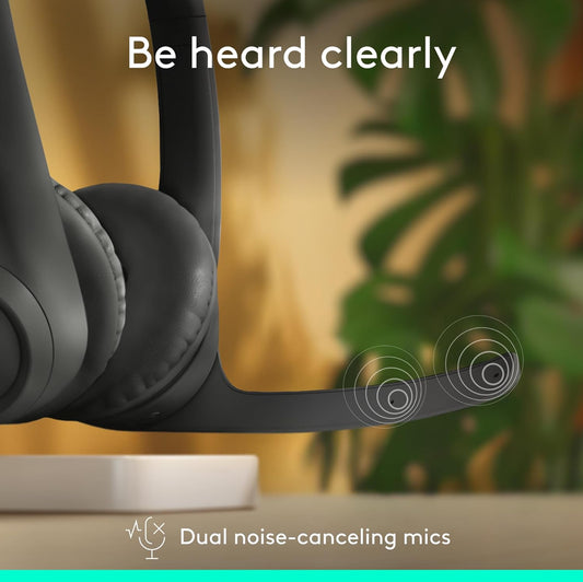 Logitech Zone 301 Draadlose Bluetooth-koptelefoon met Geraasdempende Mikrofoon, Versoenbaar met Windows, Mac, Chrome, Linux, iOS, iPadOS, Android – Grafiet
