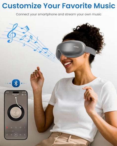 Eyeris1 Eye Massager w/ Heat for Migraine, Smart Sleep Mask for Dry Eyes Relax, Reduce Strain - Grey