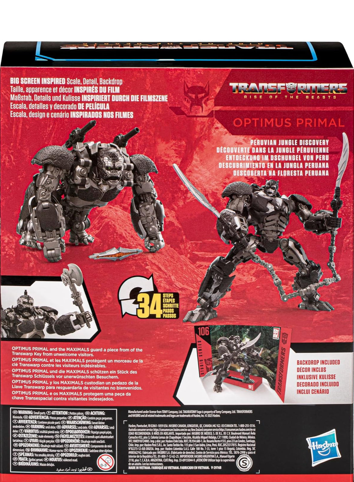 Transformers Speelgoed Studio Reeks Leier Rise of The Beasts 106 Optimus Primal Speelding, 8.5-Duim, Aksiefiguur Ouderdomme 8 en Op
