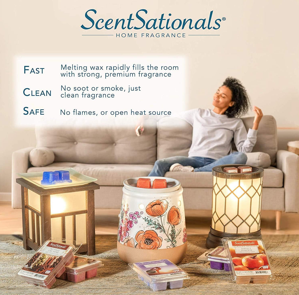 Scentsationals Wax Melt Warmer, Edison Collection Anchorage - Candle Wax Melter for Fragrance Cubes and Tarts