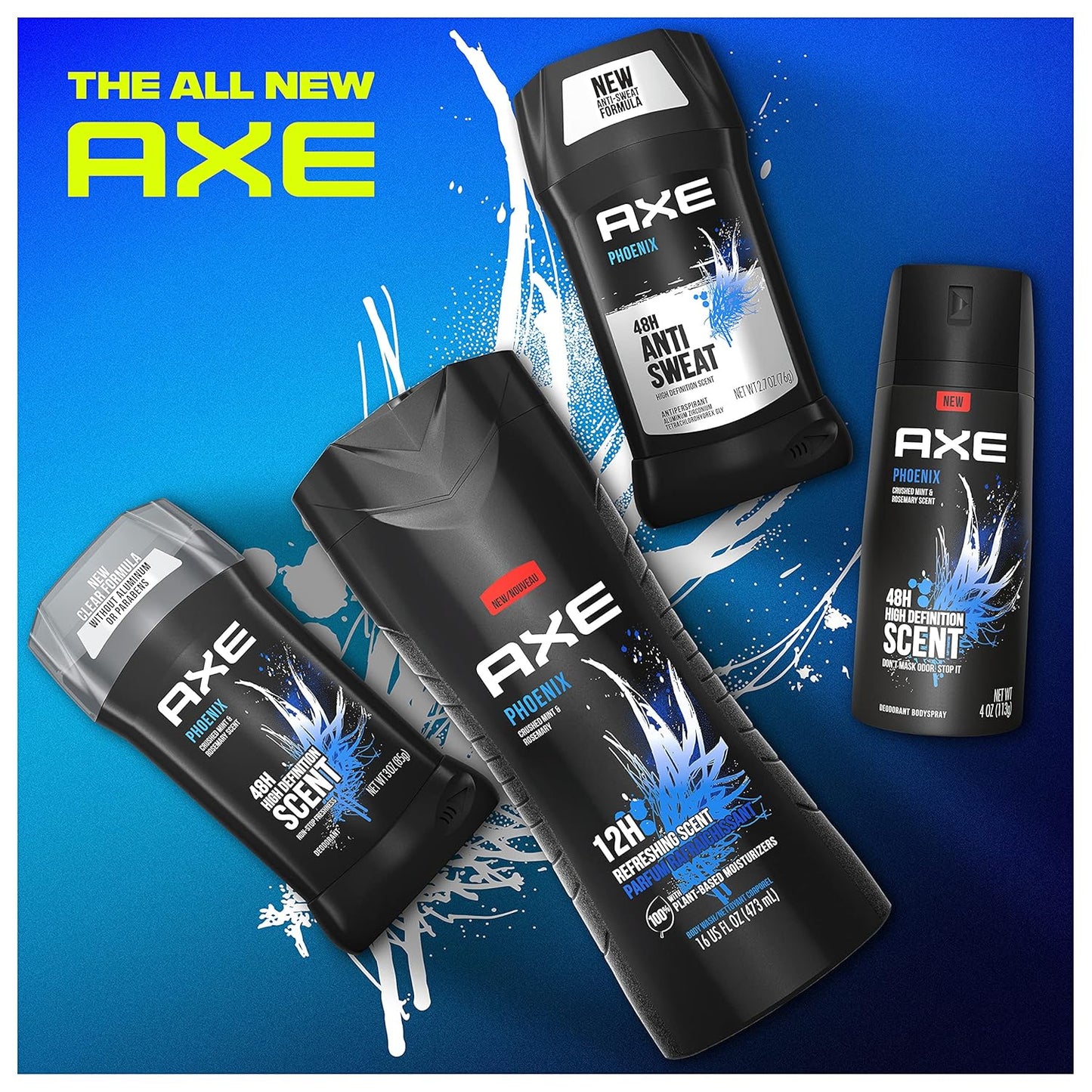 AXE Antiperspirant Deodorant For Men - Phoenix Crushed Mint And Rosemary 48HR Sweat Protection (Pack of 2)
