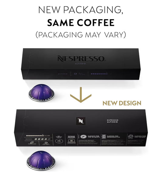 Nespresso Capsules Vertuo, Altissio, Medium Roast Espresso Coffee - 50 CT Espresso Pods, Brews (1.35oz.)