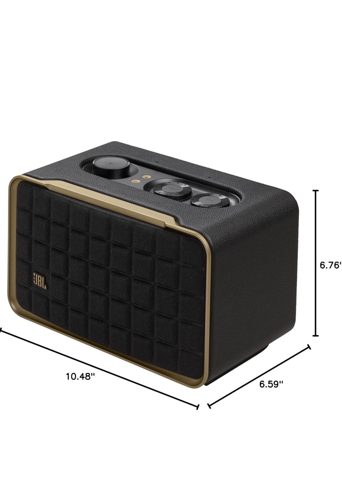 JBL Retro Style Authentics 200 Smart Home Speaker with Built in Wi-Fi, Bluetooth and Voice Assistants - (Black/Gold)