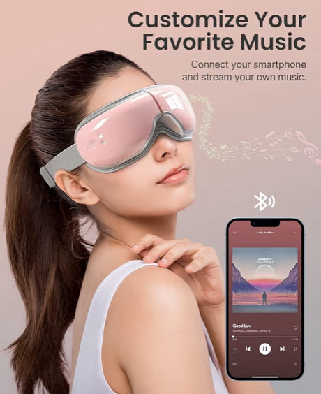 Eyeris 1 Eye Massager w/ Heat, Smart Sleep Mask for Dry Eyes Relax, Reduce Strain - (Pink)
