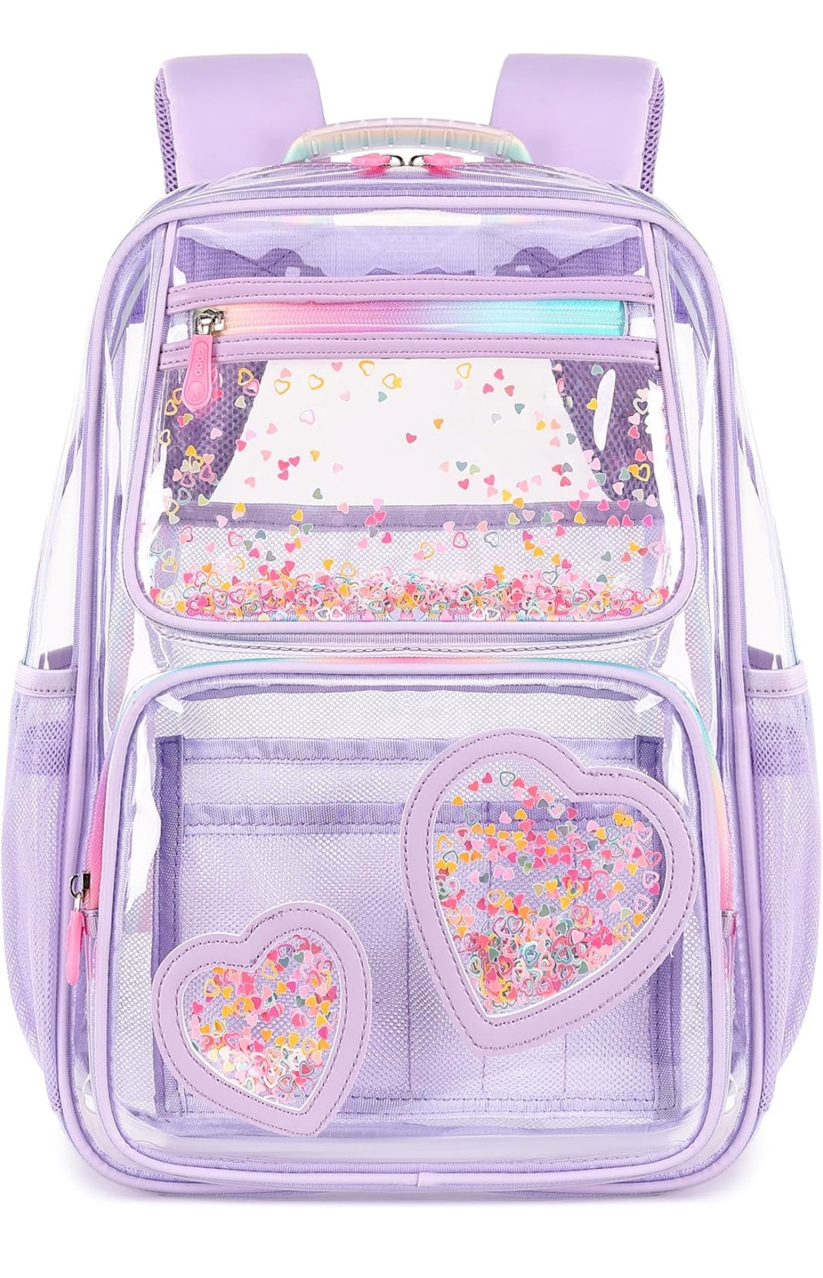 Clear Backpack for Girls Women Transparent Kids Elementary College School Bag Travel Laptop Backpacks Large Bookbags (Purple)