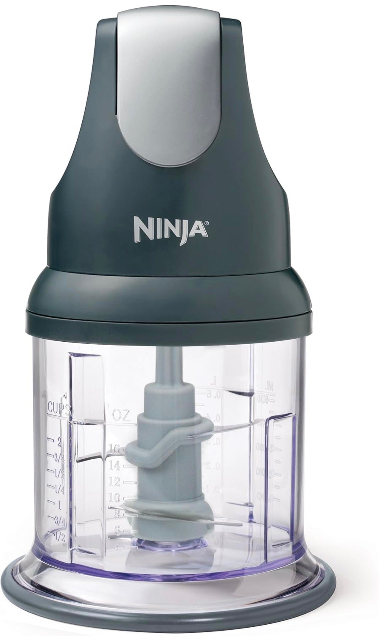 Ninja NJ100GR Express Chop Manual Food Processor for Chopping Mincing Pureeing Vegetables and other Ingredients 16-Ounces - Gray