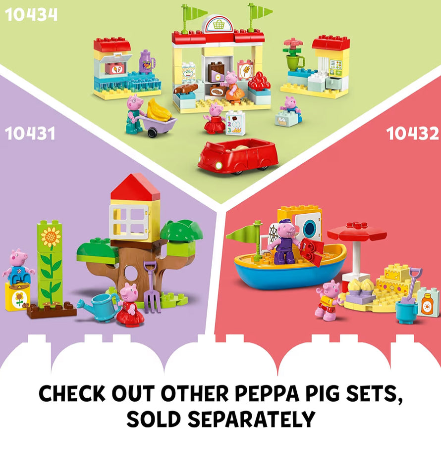 LEGO DUPLO Peppa Pig Verjaardag Huis Speelstel met 3 Dierefigure, Boubare Poppehuis vir Kreatiewe Speel