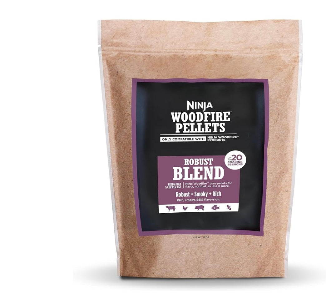 Ninja Woodfire-korrels, Robuuste Mengsel 2-lb Sak, Tot 20 Kooksessies, 100% Regte Houtkorrels, Slegs Versoenbaar met Ninja Woodfire-braaiers en -oonde – Robuuste Mengsel