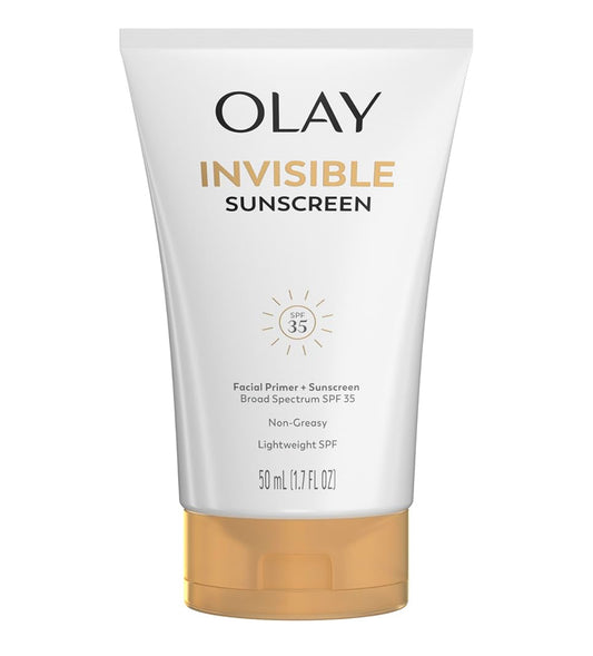 Olay Onsigbare Sonskerm, SPF 35, 100% Onsigbare Gesigsonskerm en Grimeringonderlaag - Geurloos met Vitamien C & E, Aloe Vera (1.7 Oz)