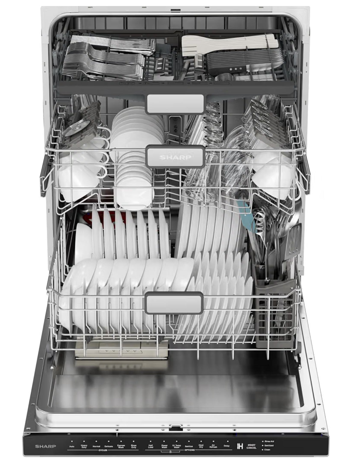 Sharp SDW6757ES 24 in. Top Control Handle 45 dBA Dishwasher
Soil Sensors, Premium White LED Interior Lighting, Smooth Glide Rails, Heated Dry Option, Power Wash Zone