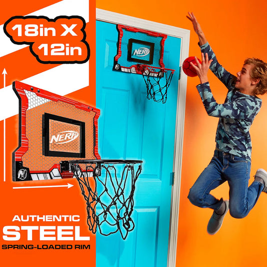 NERF Basketball Hoop Set - Pro Hoop Mini Hoop Set W/ Mini NERF Basketball - Steel Rim Great for Dunking
