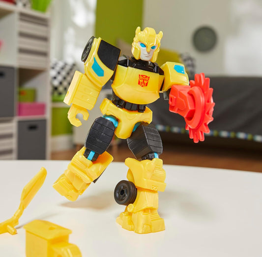 Transformers MixMashers Bumblebee Pasgemaakte Saamstel Aksiefiguur en Toebehore, 12 cm Robotspeelgoed vir Kinders Ouderdom 4+